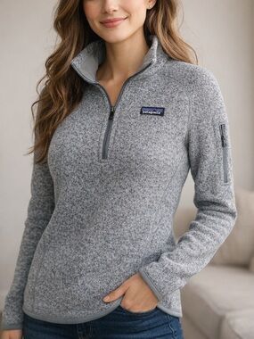 Patagonia Light Gray Heather Quarter-Zip Pullover